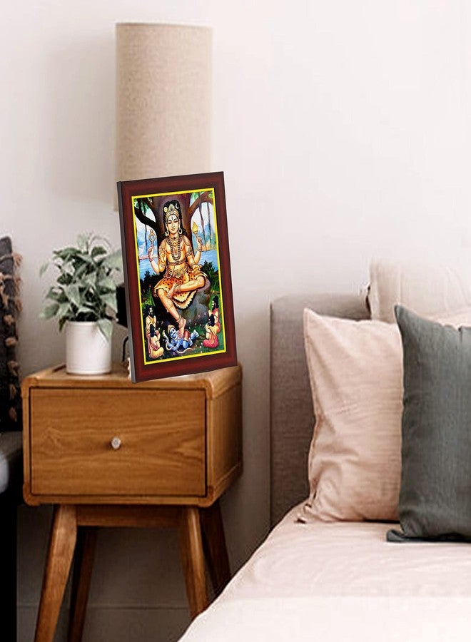 زيج - زاج إطار صور صغير بتصميم متعرج للإله داكشينامورتي، مناسب للجدران والطاولات وغرف الصلاة، مقاس صغير (6×8 بوصة، زجاج أكريليك)، مستطيل، بني - Image 2